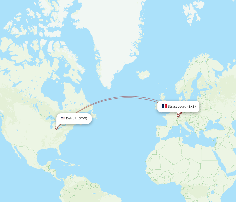 DTW-SXB flight routes