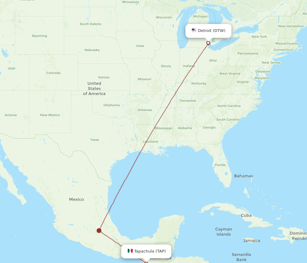 DTW to TAP flights and routes map