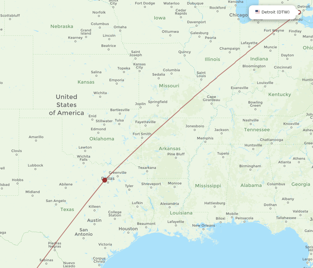 DTW-TRC flight routes