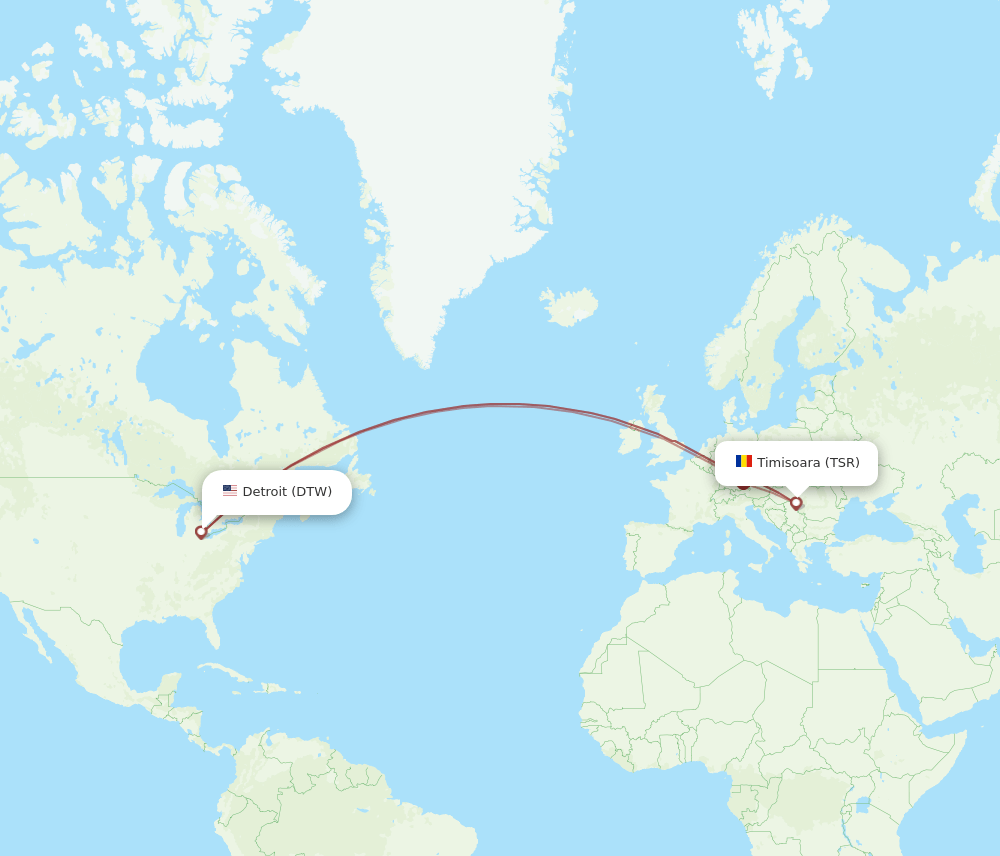 DTW-TSR flight routes