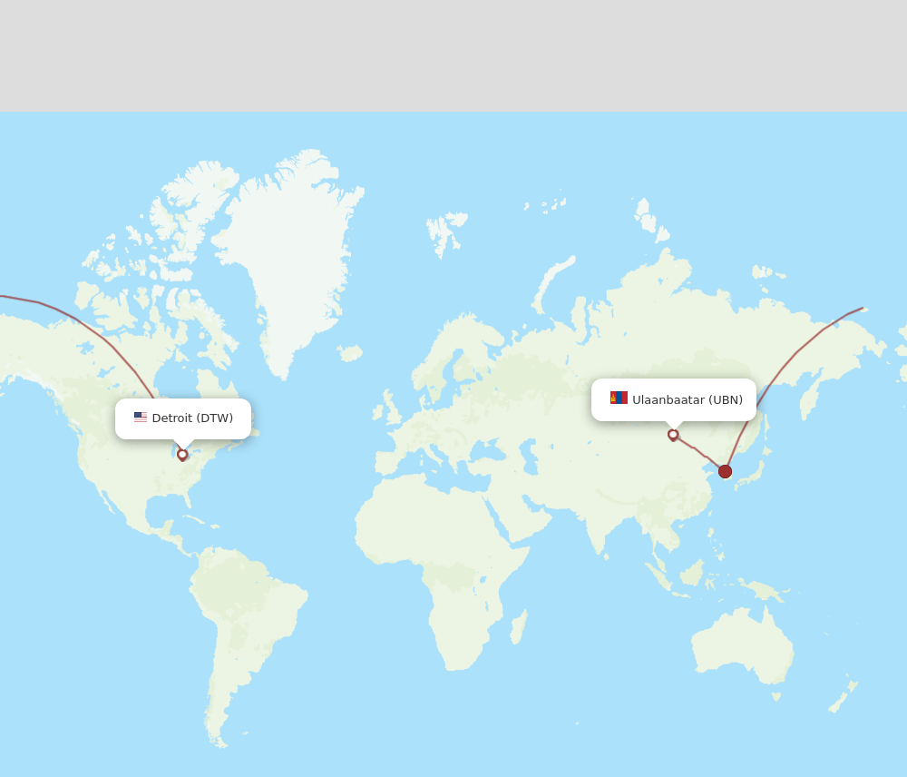 DTW to UBN flights and routes map