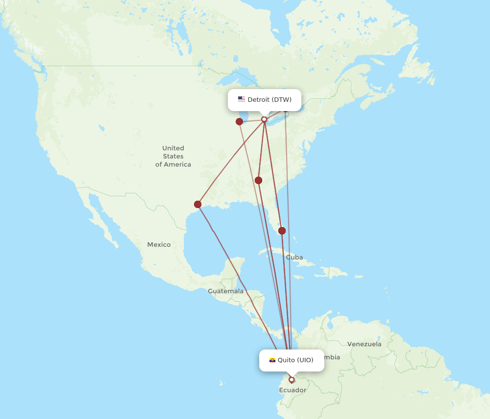DTW-UIO flight routes
