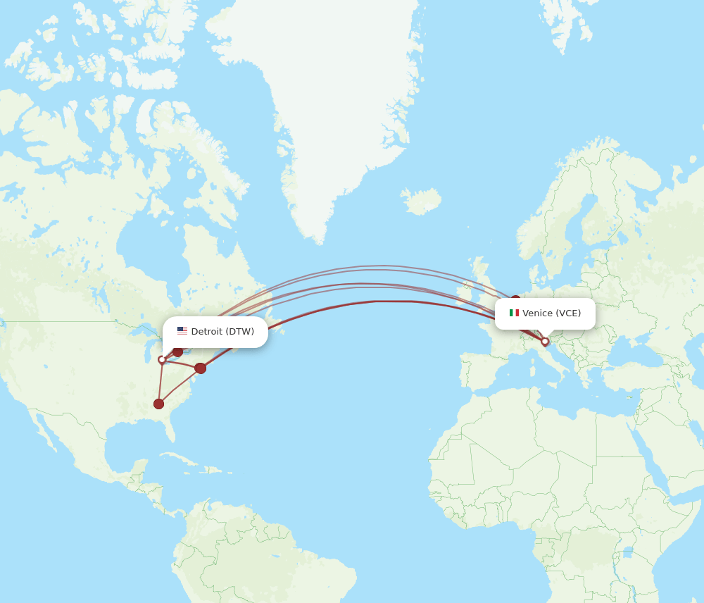 DTW-VCE flight routes