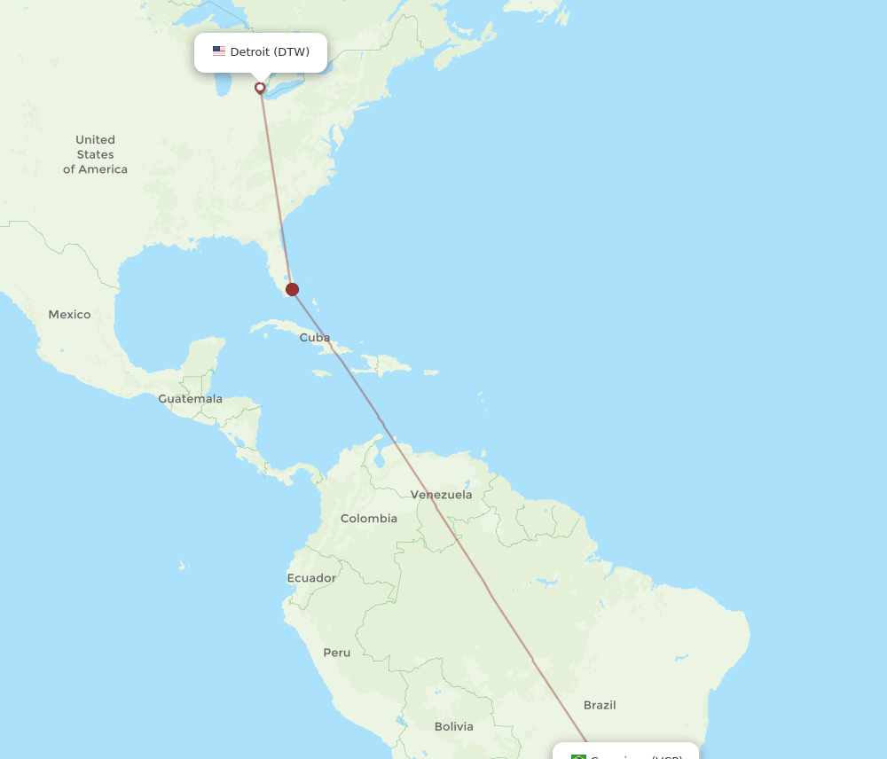 DTW-VCP flight routes