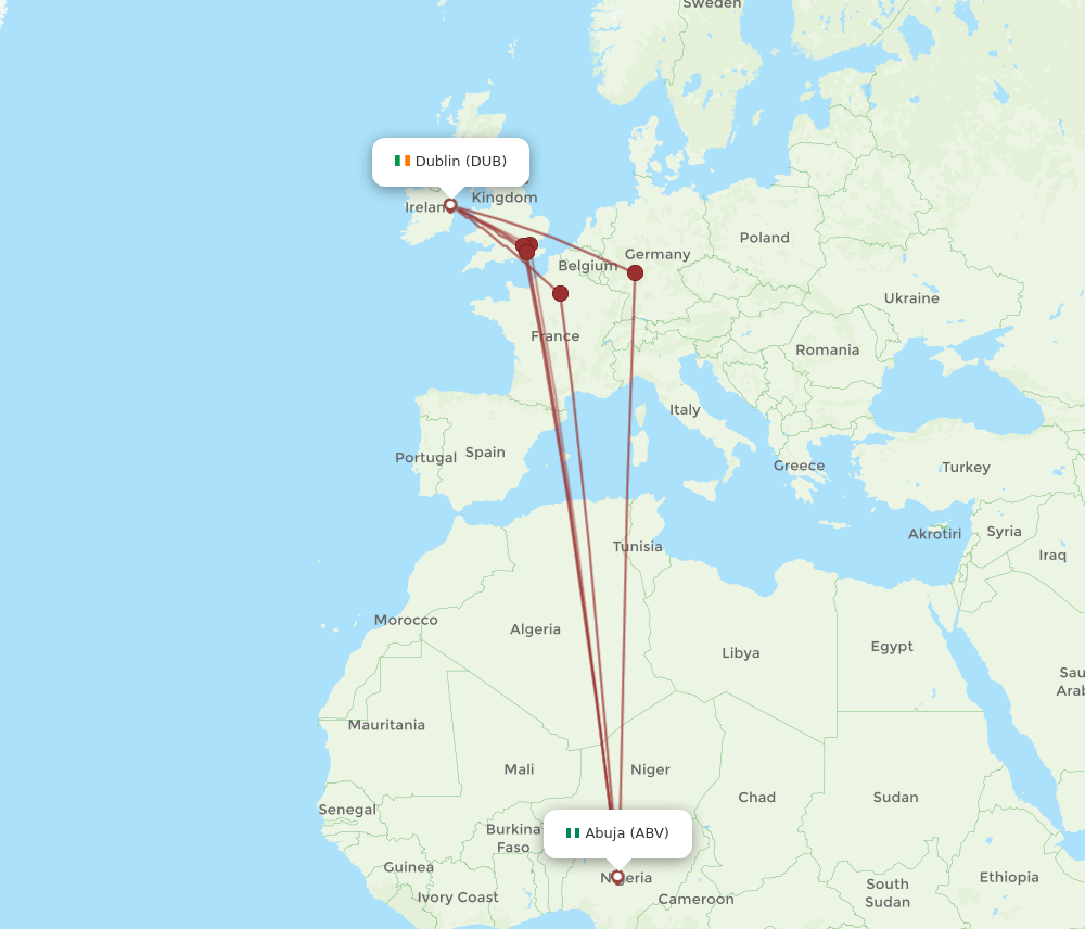 DUB-ABV flight routes
