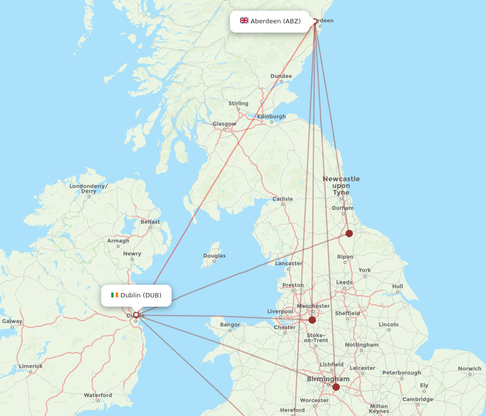 DUB to ABZ flights and routes map