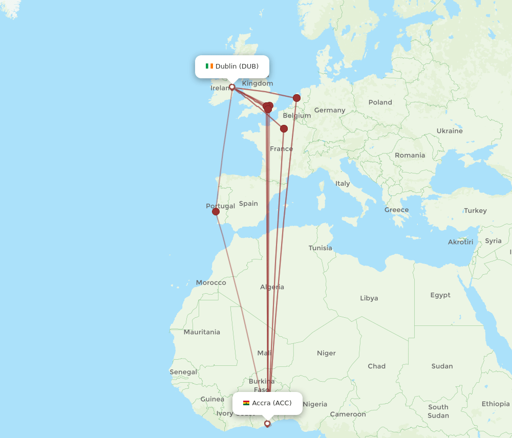 DUB-ACC flight routes