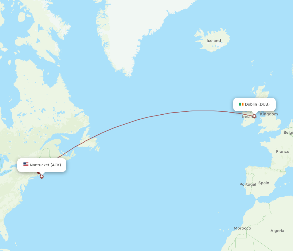 DUB-ACK flight routes