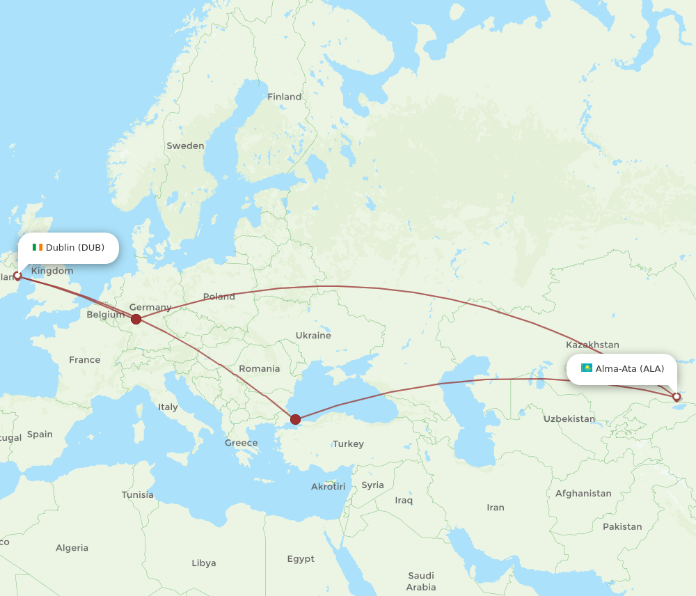 DUB-ALA flight routes