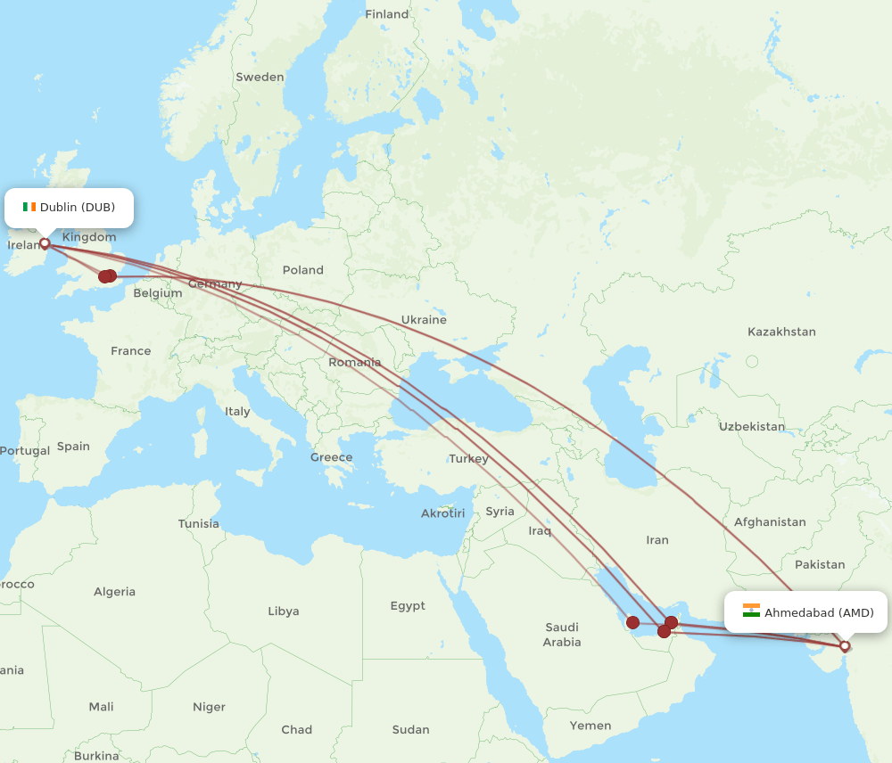 DUB-AMD flight routes