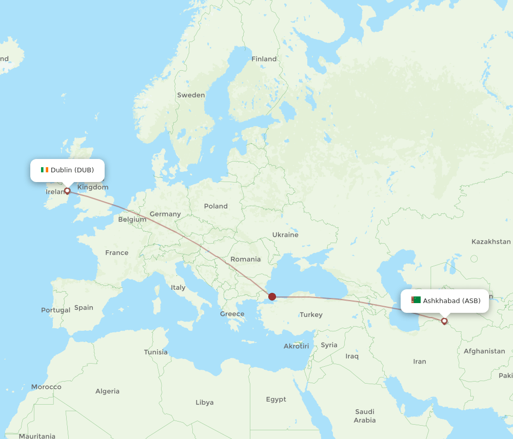 DUB-ASB flight routes