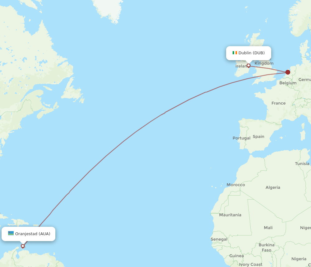 DUB-AUA flight routes