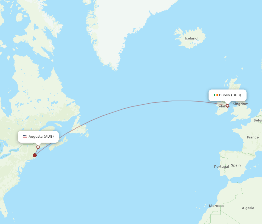 DUB-AUG flight routes