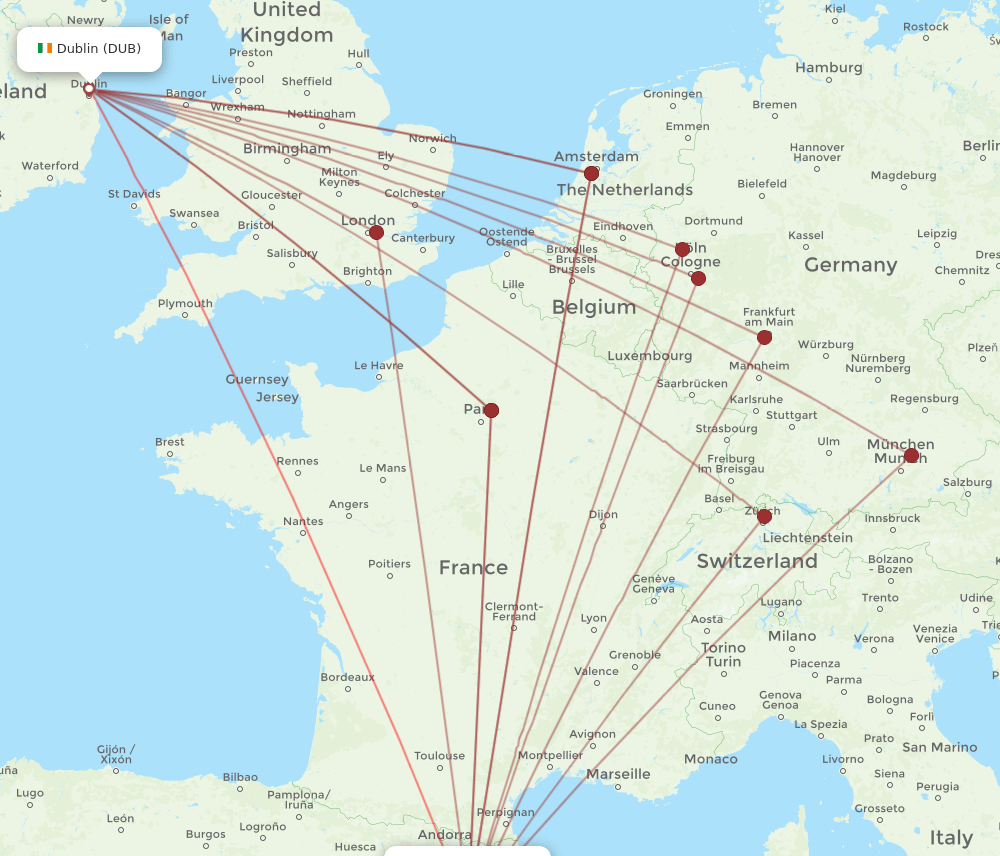 DUB-BCN flight routes