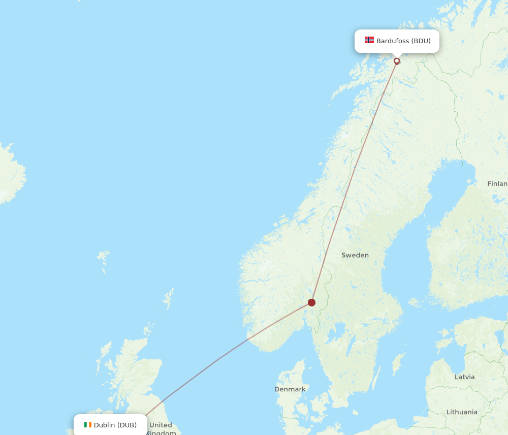 DUB-BDU flight routes
