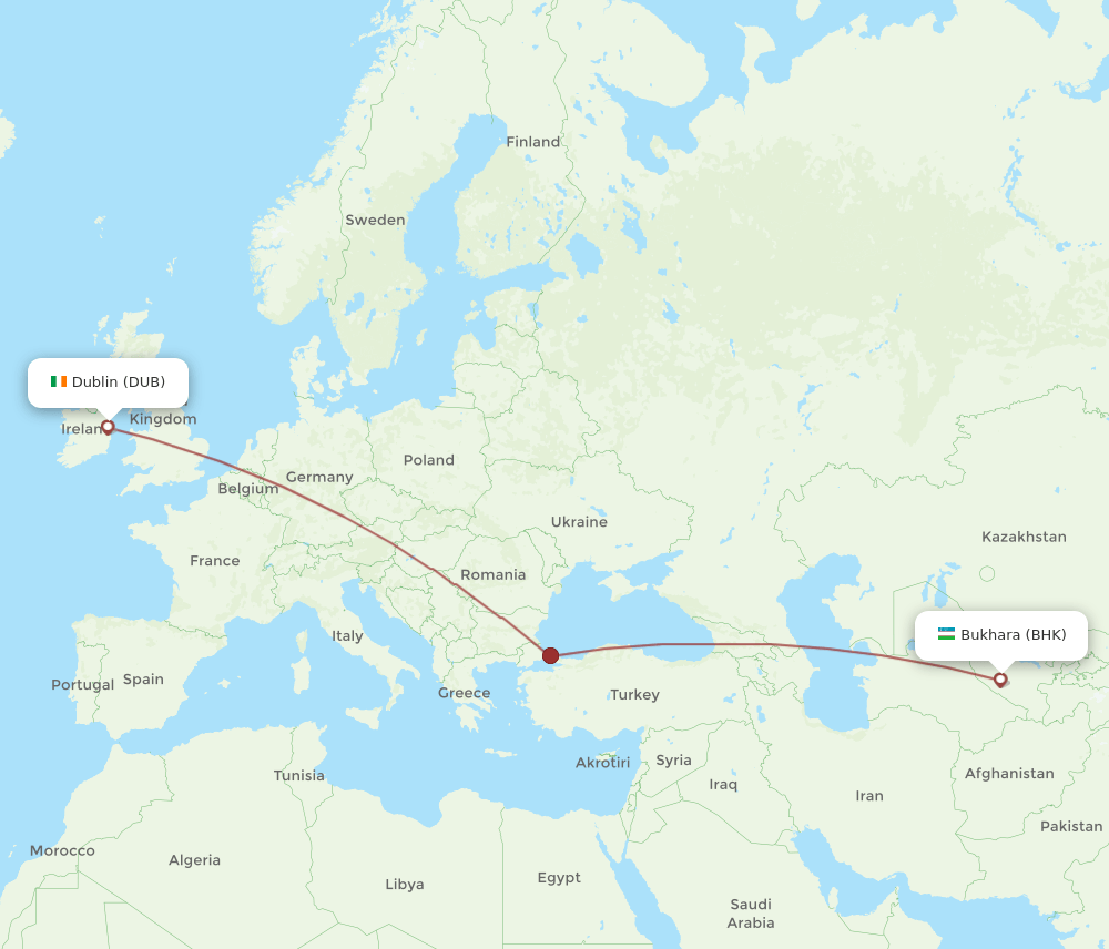 DUB-BHK flight routes