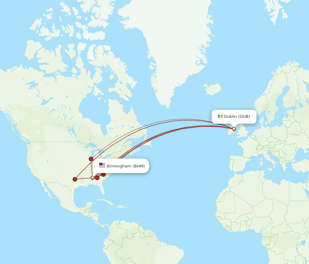DUB-BHM flight routes