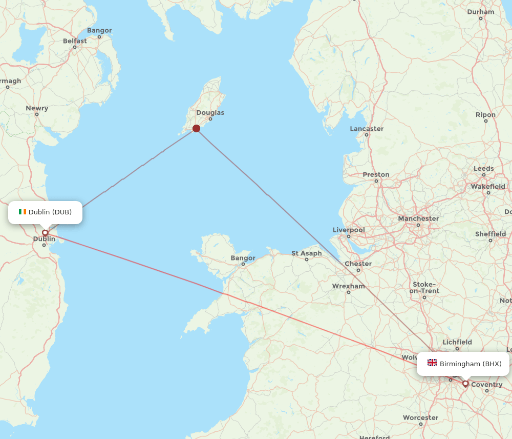 DUB-BHX flight routes