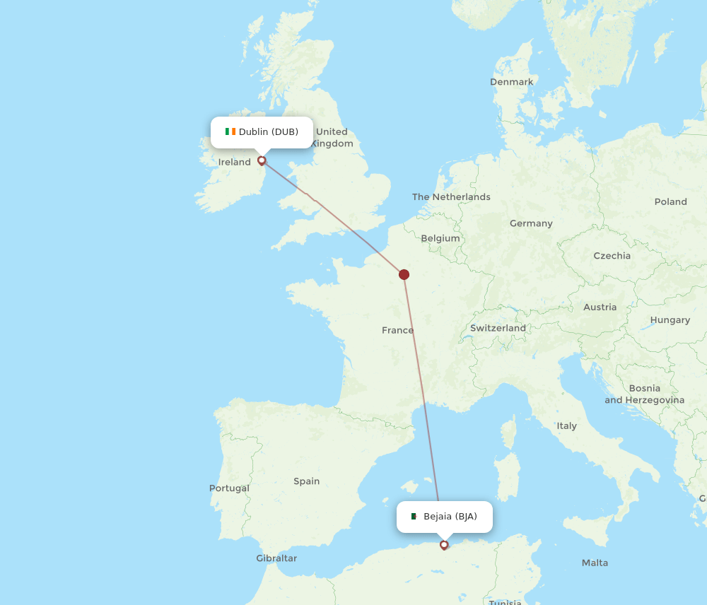 DUB-BJA flight routes