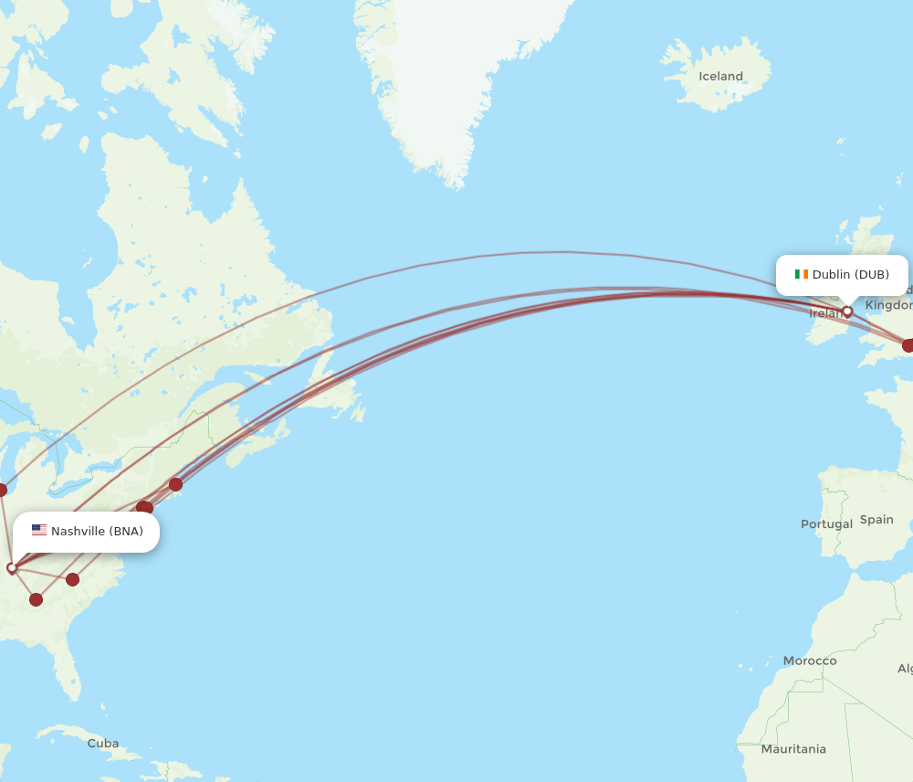 DUB-BNA flight routes