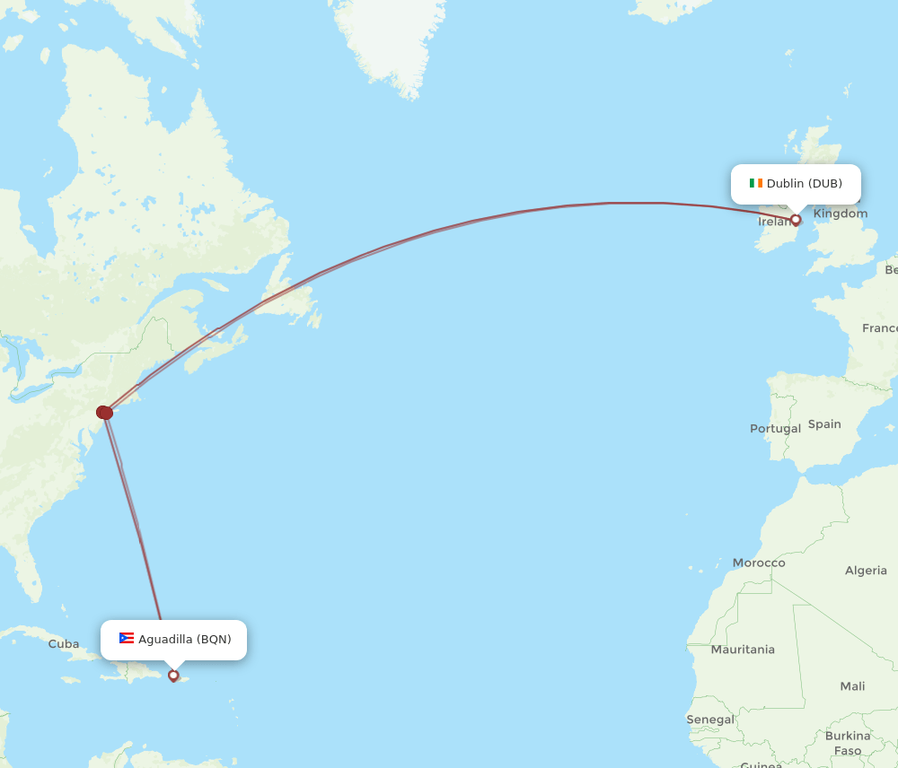 DUB-BQN flight routes