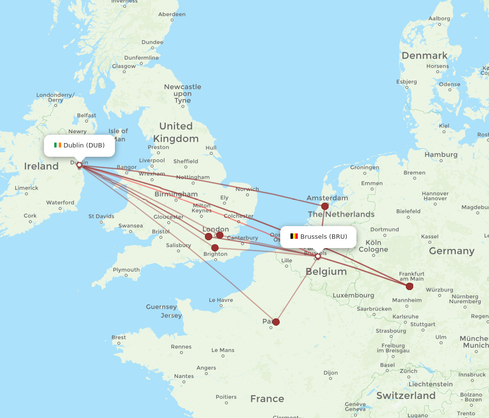 DUB-BRU flight routes