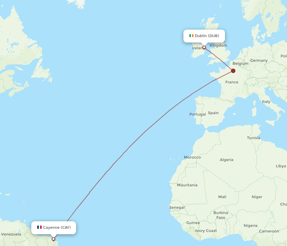 DUB-CAY flight routes