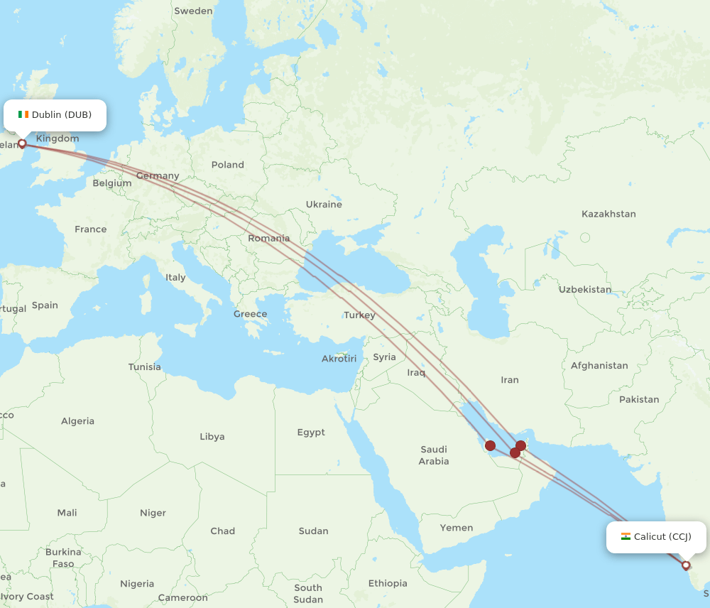 DUB-CCJ flight routes