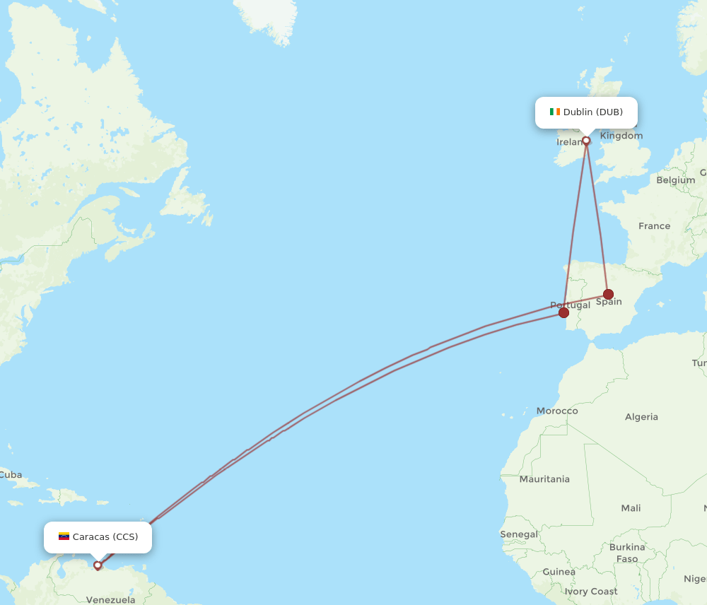 DUB-CCS flight routes