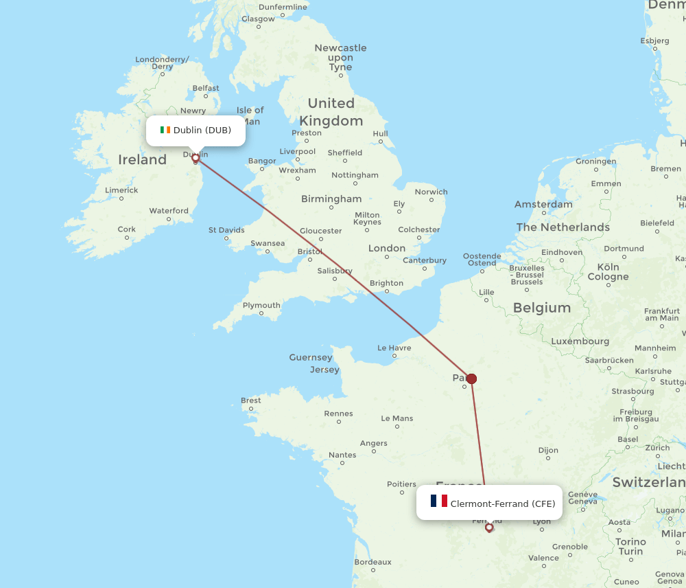 DUB-CFE flight routes