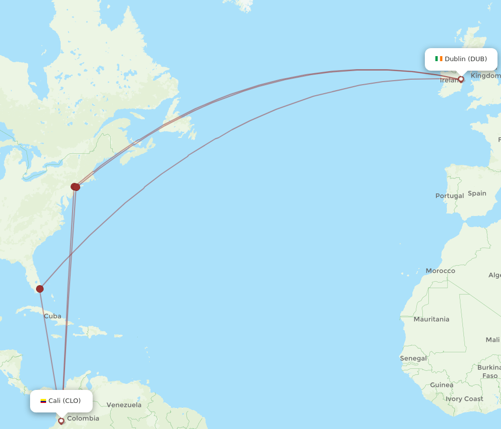 DUB-CLO flight routes