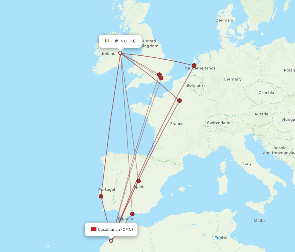 DUB-CMN flight routes