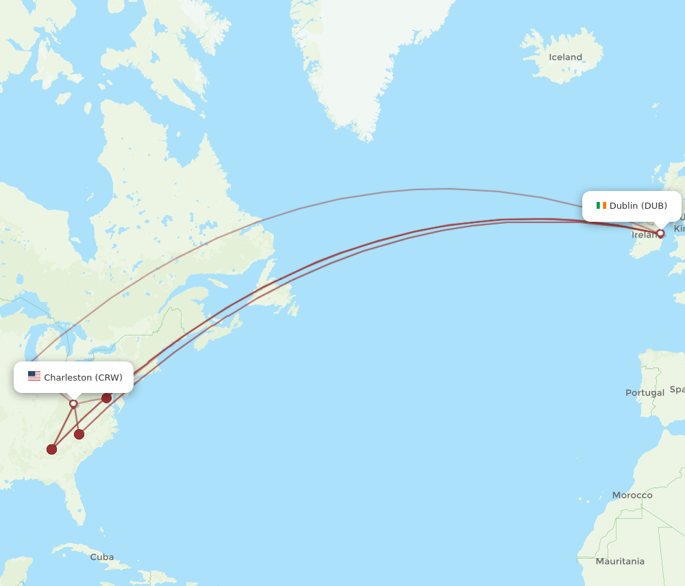 DUB-CRW flight routes