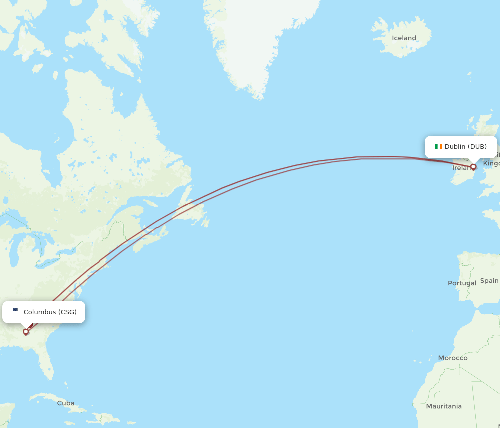 DUB to CSG flights and routes map