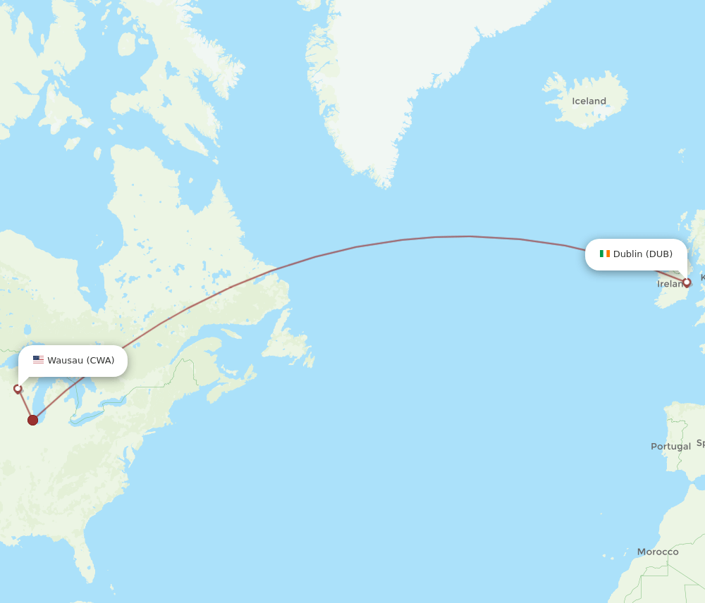 DUB-CWA flight routes