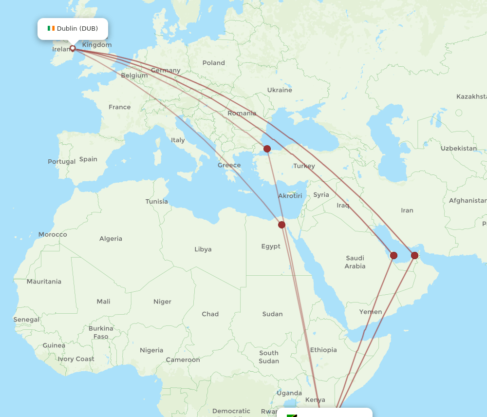 DUB-DAR flight routes