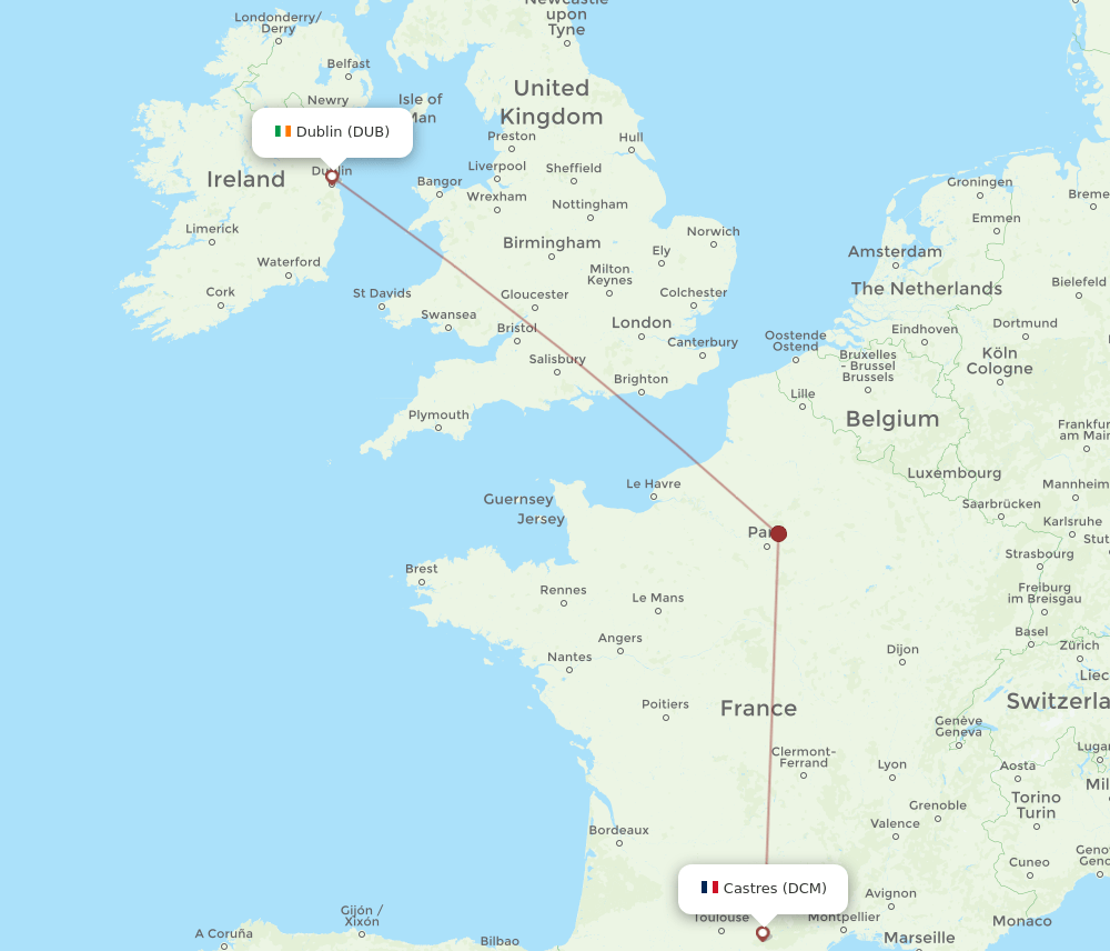 DUB-DCM flight routes