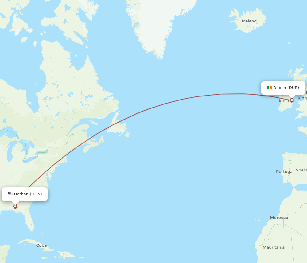 DUB-DHN flight routes