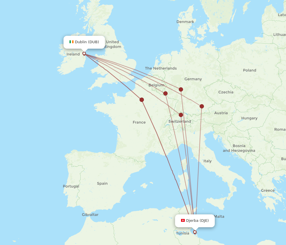 DUB-DJE flight routes