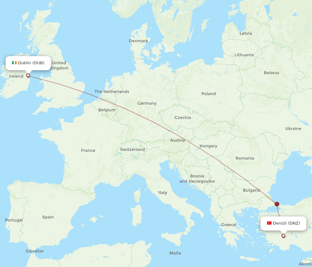 DUB-DNZ flight routes
