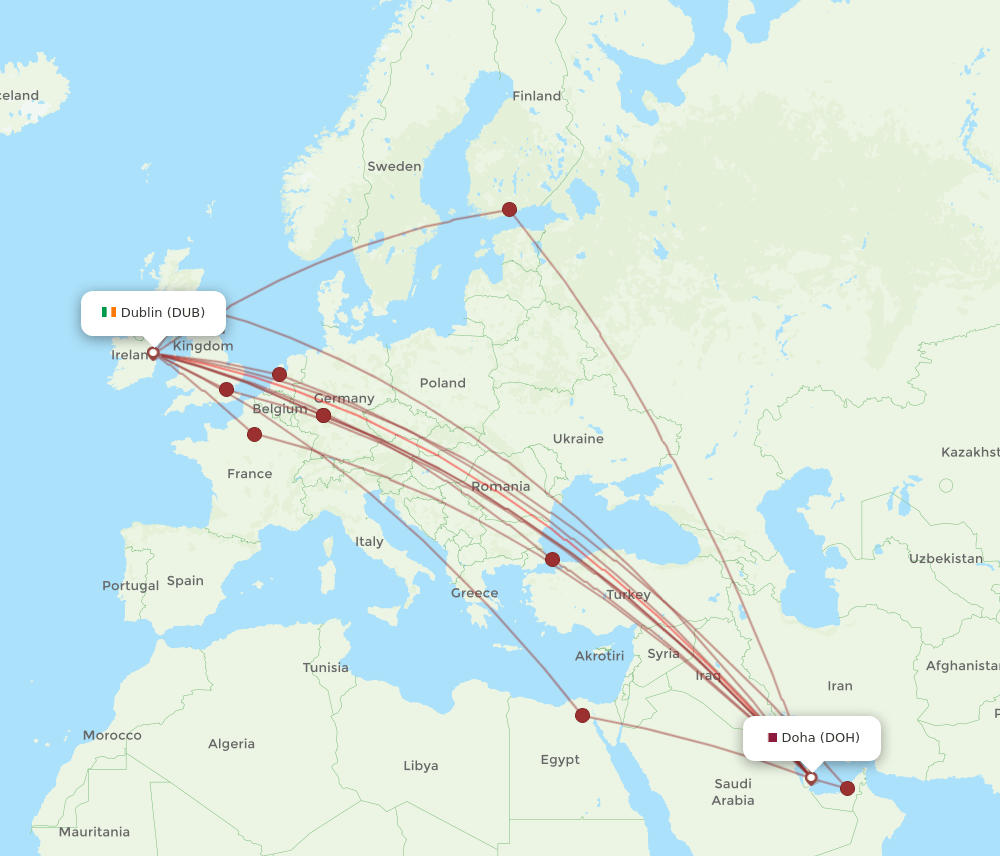 DUB-DOH flight routes