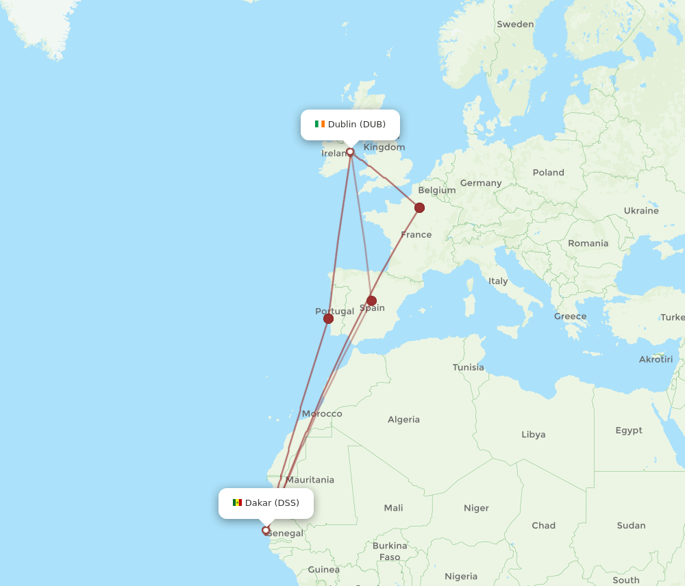 DUB-DSS flight routes
