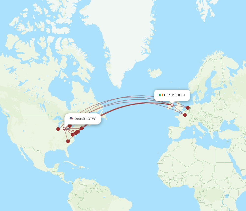 DUB-DTW flight routes