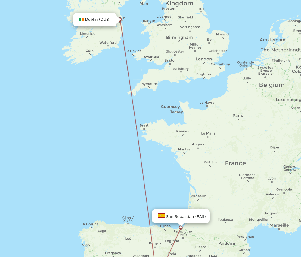 DUB-EAS flight routes