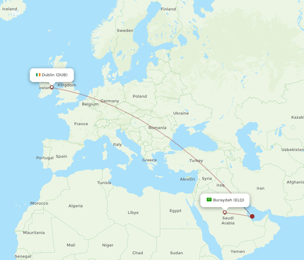 DUB-ELQ flight routes