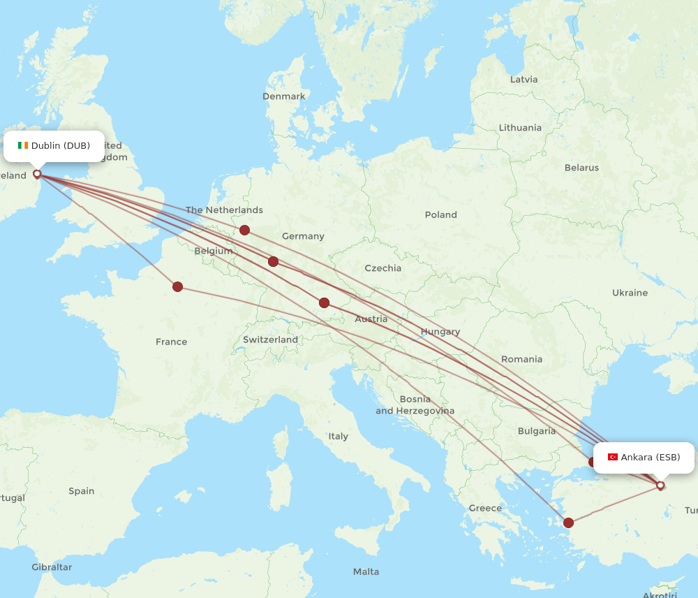 DUB-ESB flight routes