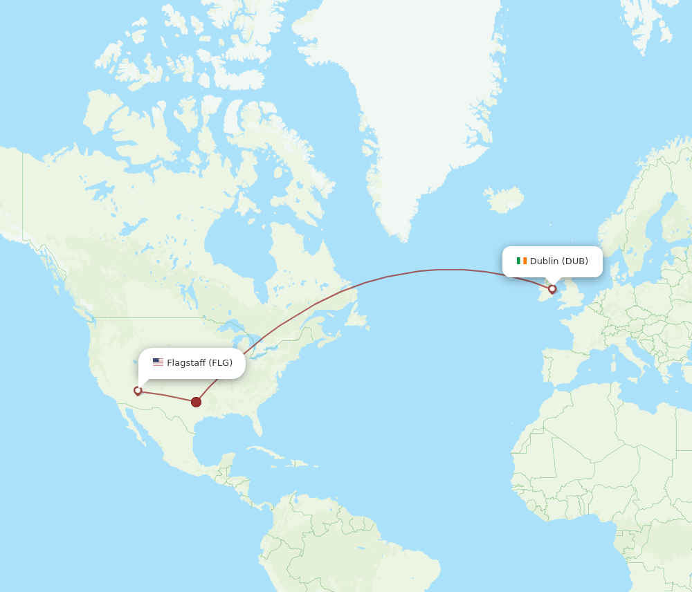 DUB to FLG flights and routes map