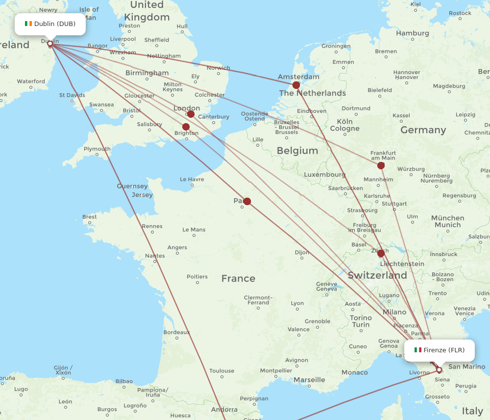 DUB-FLR flight routes