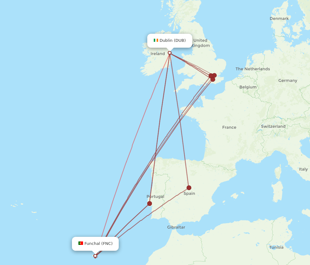 DUB-FNC flight routes
