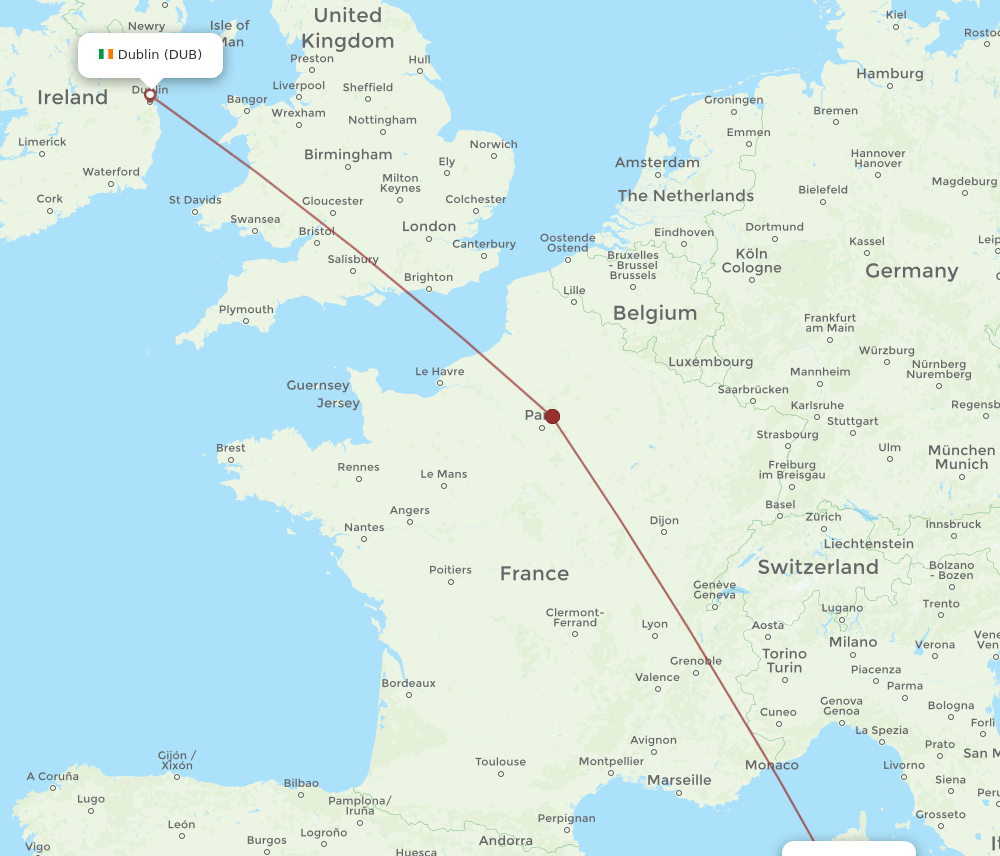 DUB-FSC flight routes